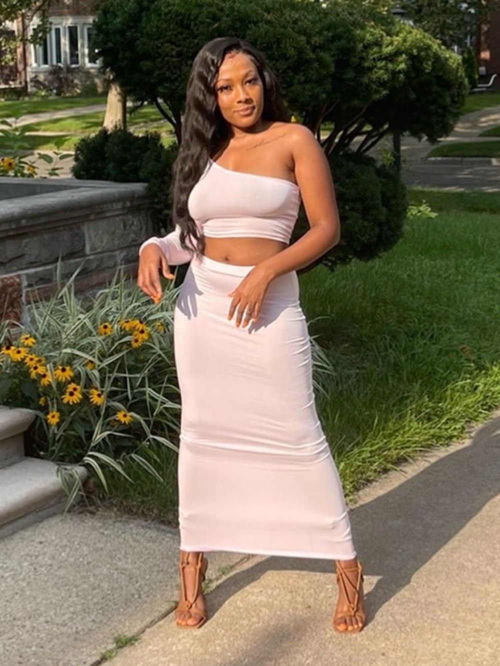 🤍One-Shoulder Maxi Skirt - Women